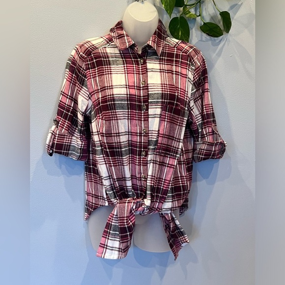 LOST + WANDER women plaid roll up sleeve shirt /size M - Picture 1 of 12